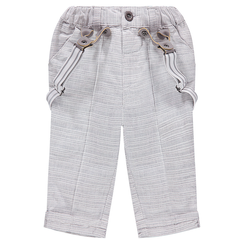 Pantalon en coton rayé avec bretelles amovibles 