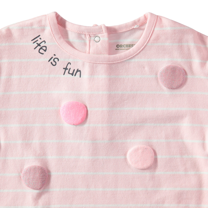 T-shirt manches longues rayé avec motif pailleté en relief 