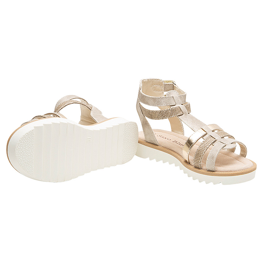 Nu-pieds à brides texturées et touches de doré 