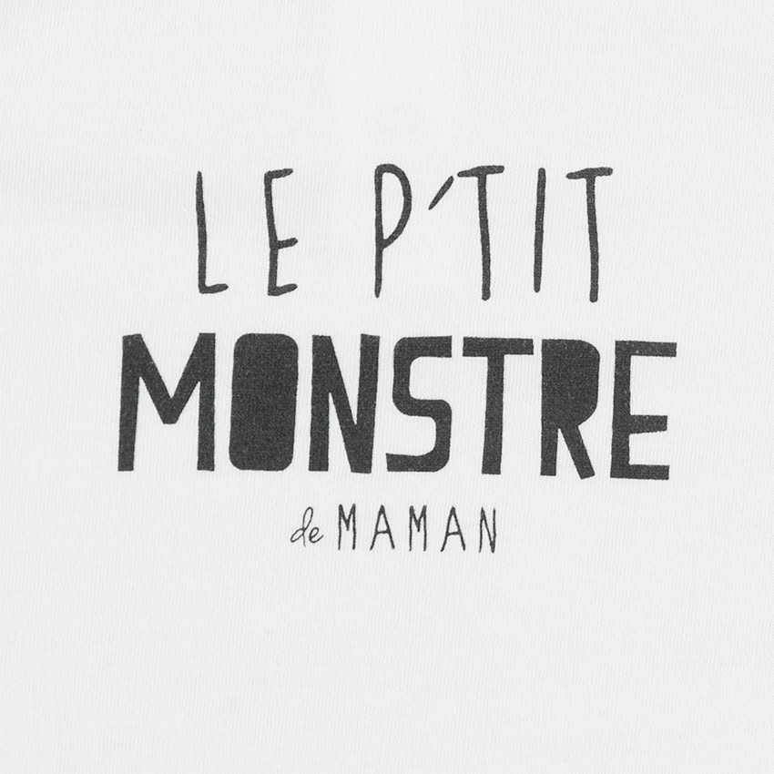 Tee-shirt manches longues uni en jersey avec message printé  