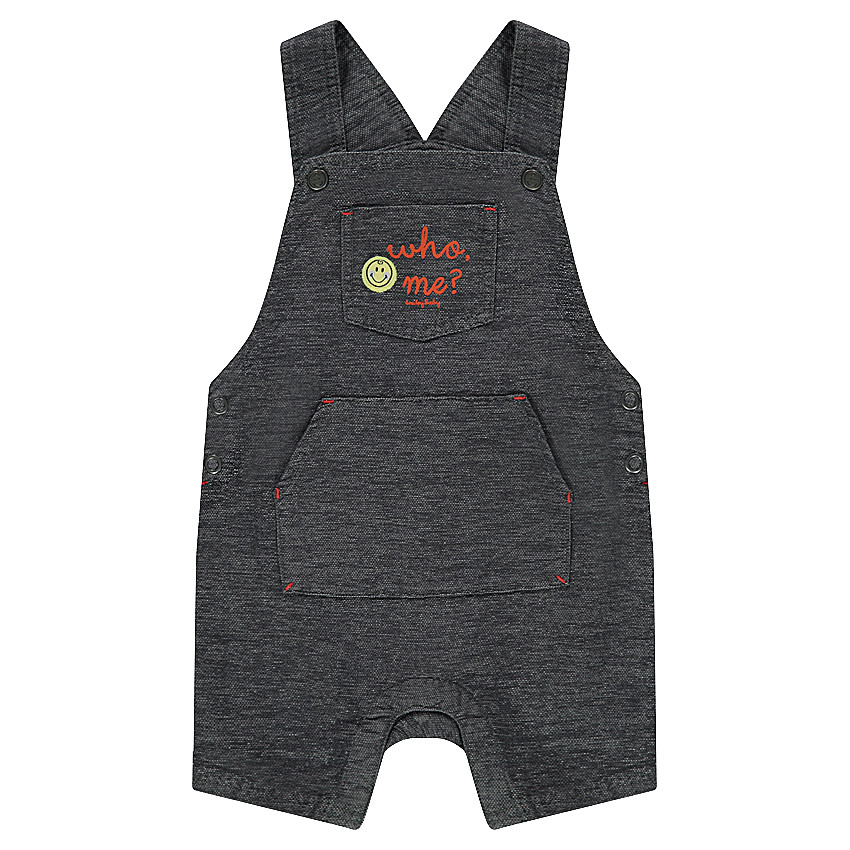 Salopette short en coton fantaisie avec badge twill ©Smiley 