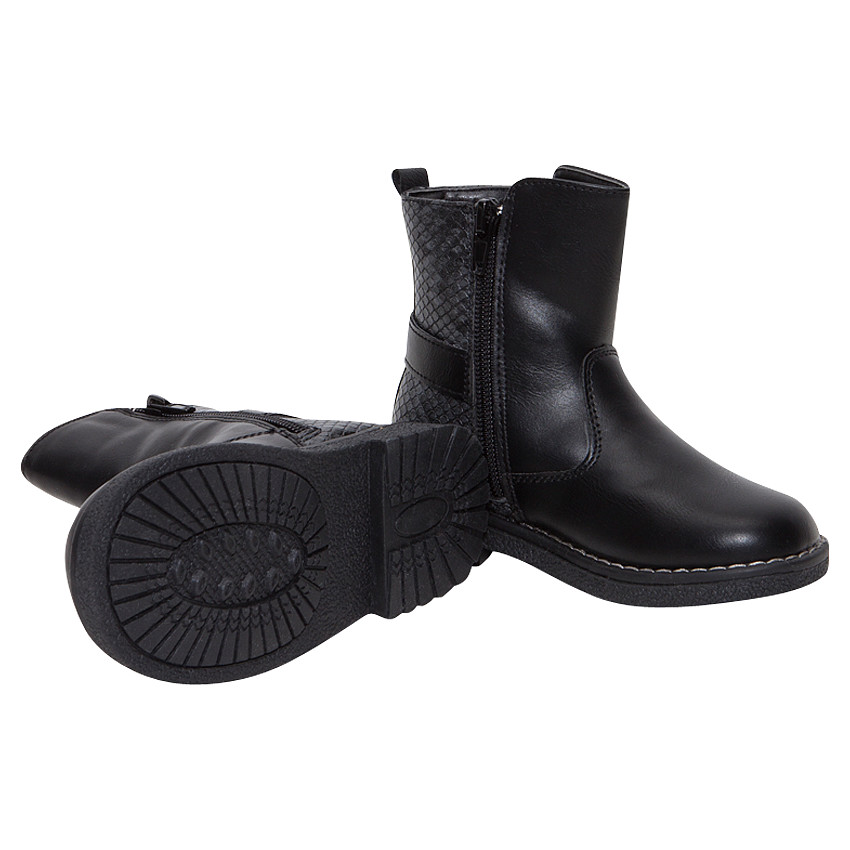 Bottines en simili cuir avec boucle fantaisie et empiècement serpent 