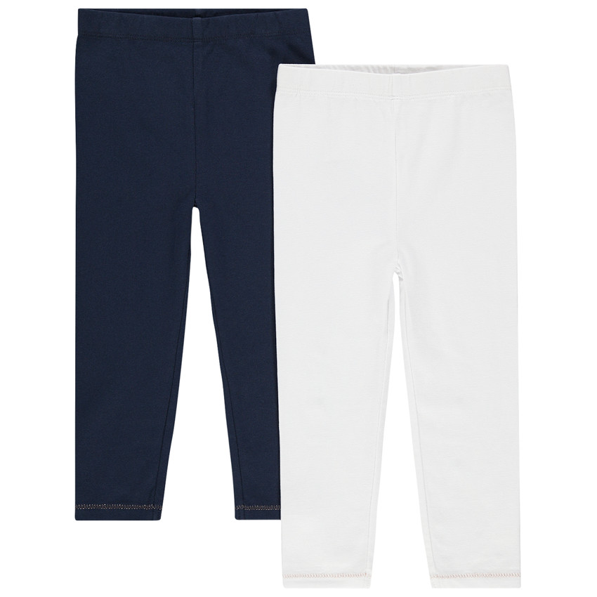 Lot de 2 leggings unis en coton bio 