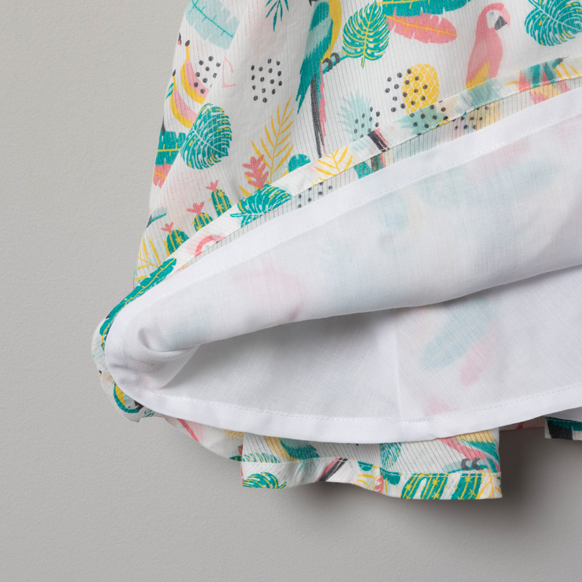 Robe à fines bretelles et imprimé tropical all-over 