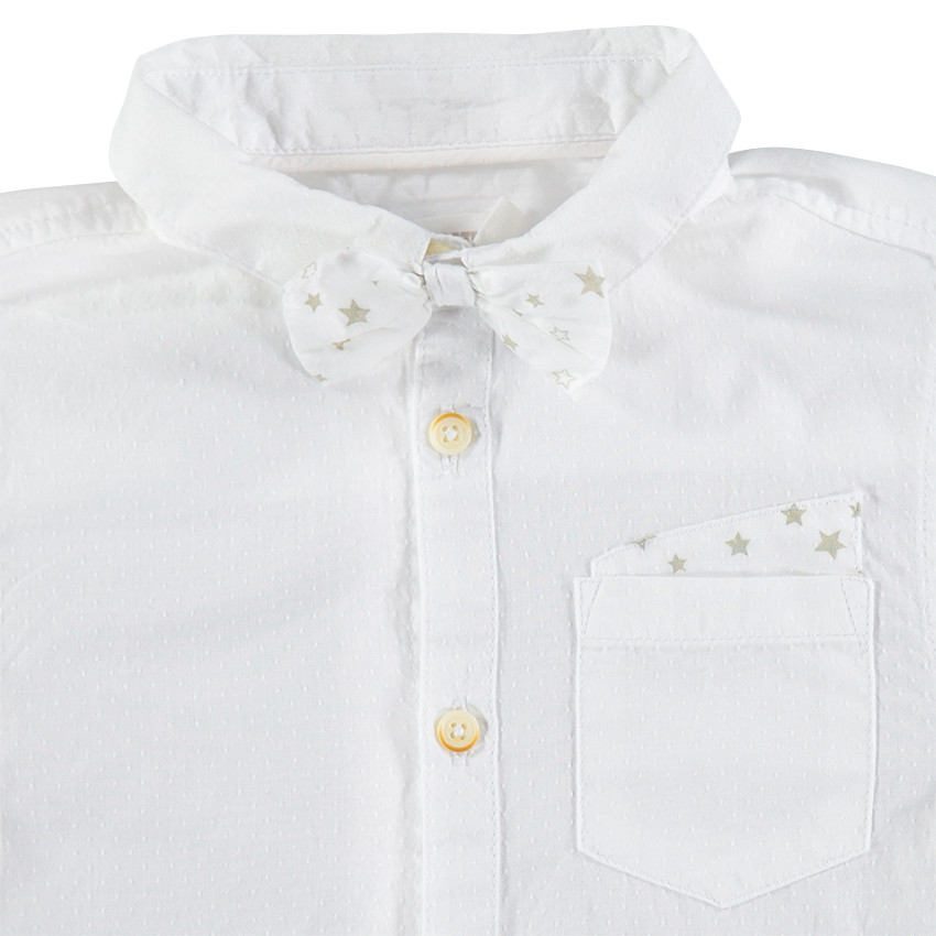 Chemise de cérémonie manches longues avec noeud papillon amovible 