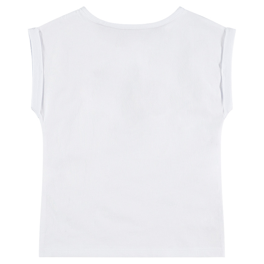 Tee-shirt manches courtes forme boîte avec cerises en sequins magiques 