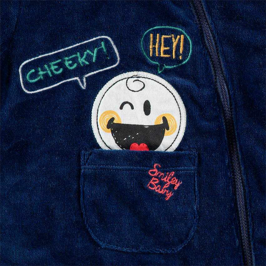 Veste en velours avec capuche amovible Smiley 