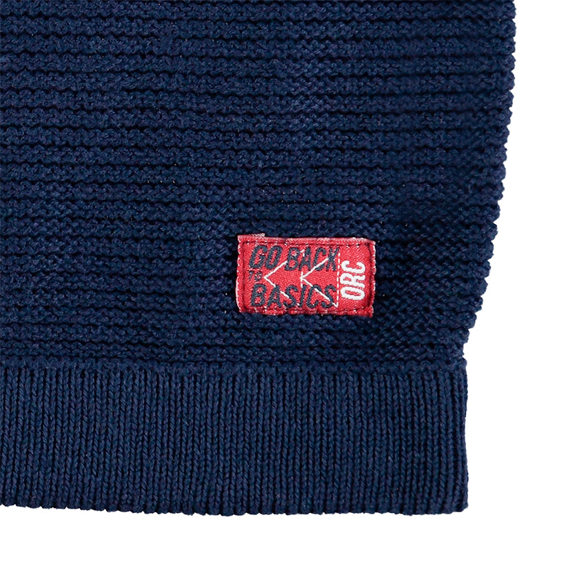 Pull en tricot avec bandes contrastées en jacquard 