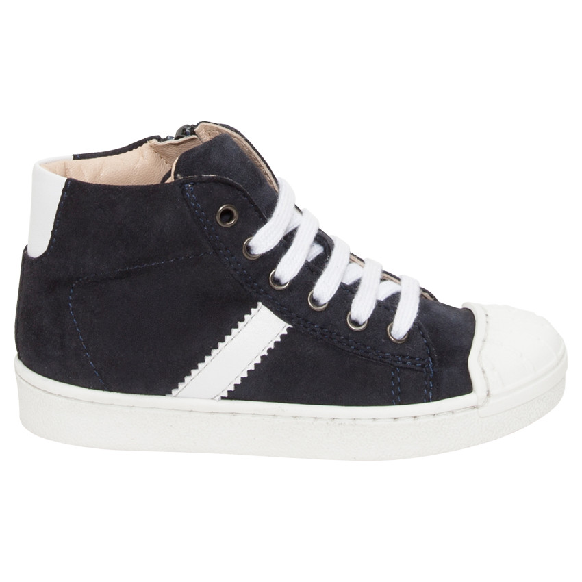 Baskets montantes en cuir suédé avec bande contrastée 