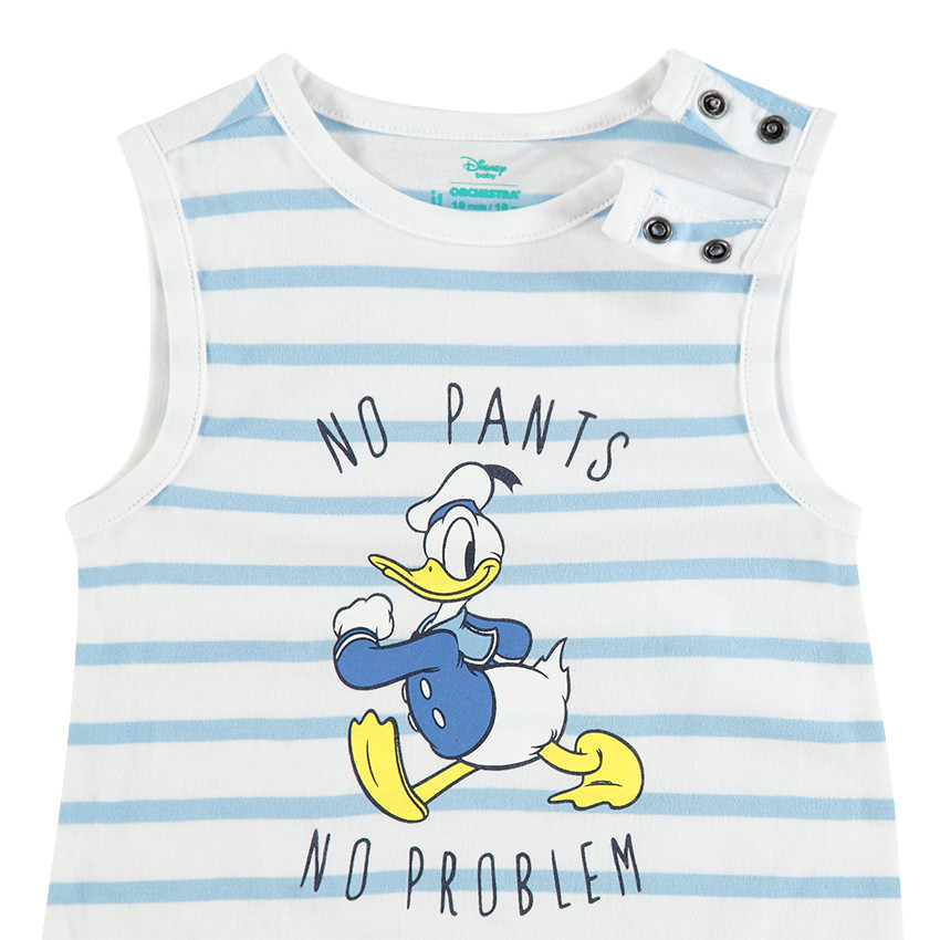 Combinaison courte rayée avec Donald Duck printé 