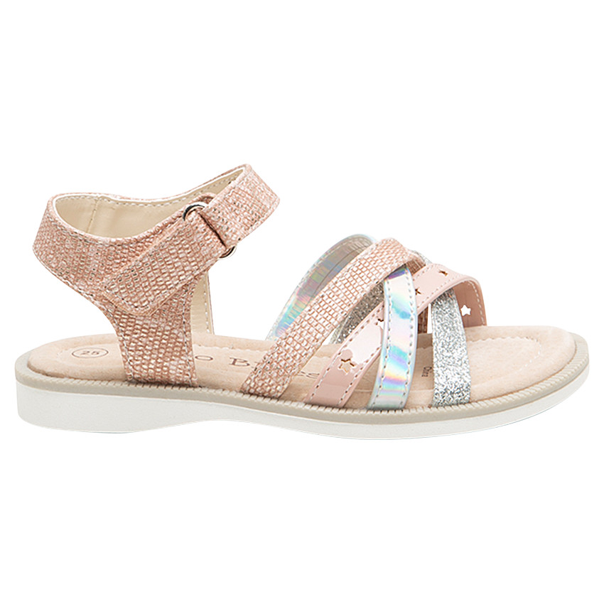 Nu-pieds à brides texturées iridescentes et pailletées du 24 au 29 