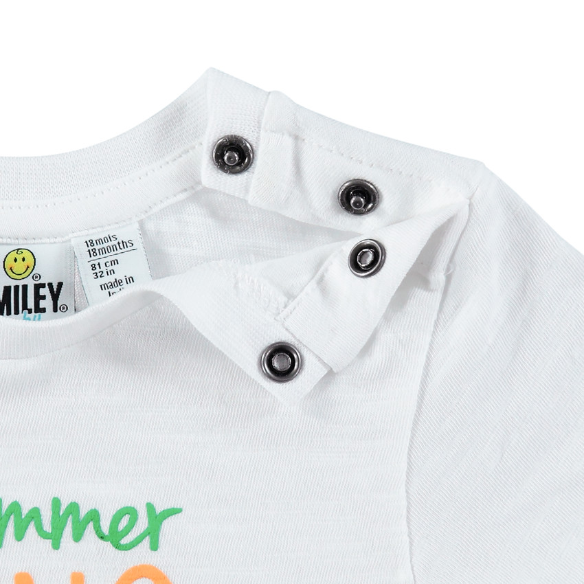 Tee-shirt manches courtes avec Smiley effet crinkle 