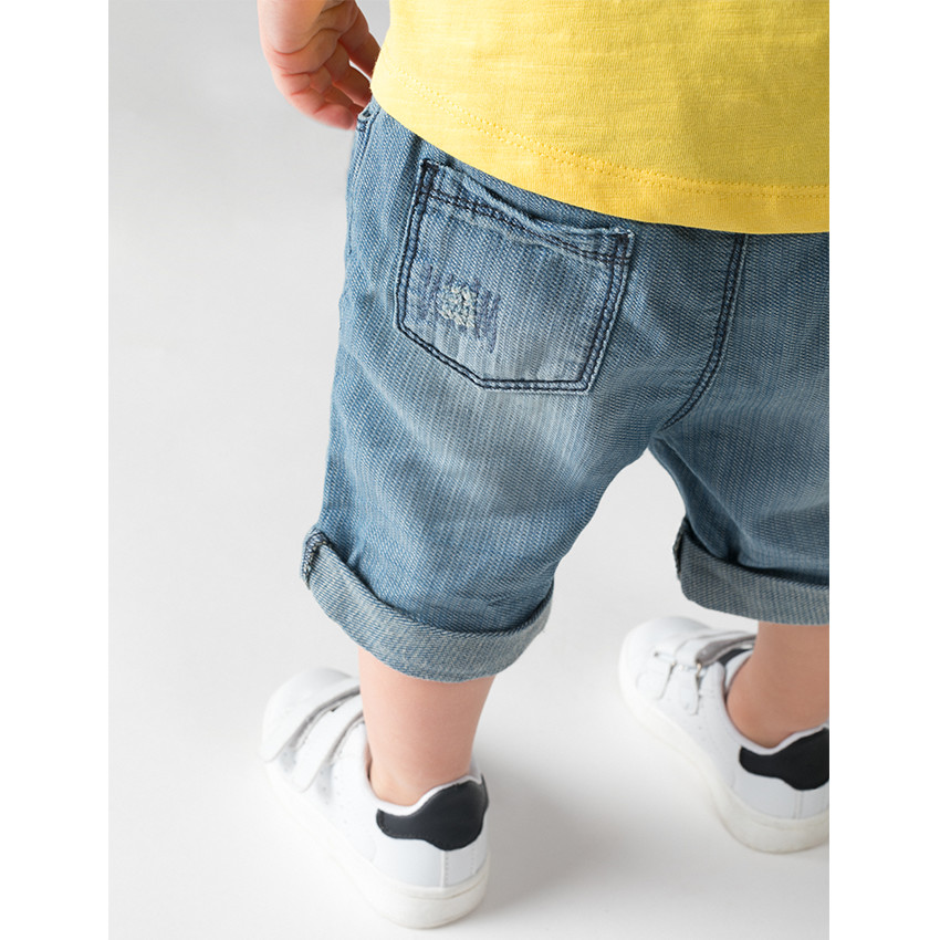 Bermuda en denim effet used avec print kayak 