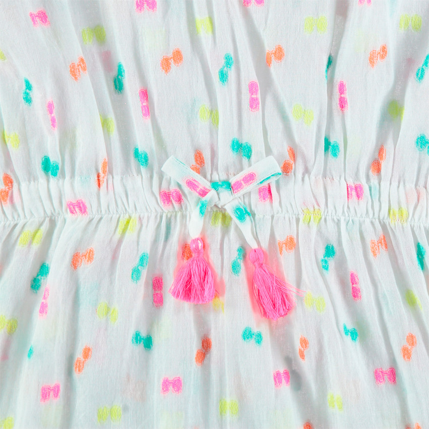 Tuniek in ponchostijl met grafische print en aantreklintjes 