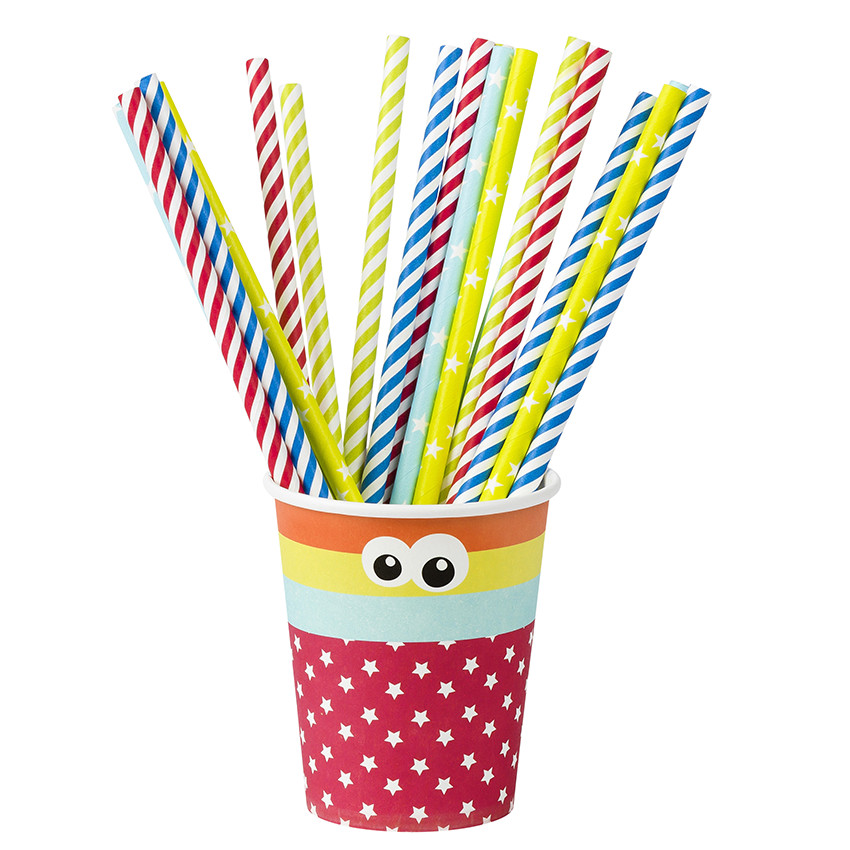 Lot de 20 pailles anniversaire Dragon en plastique 