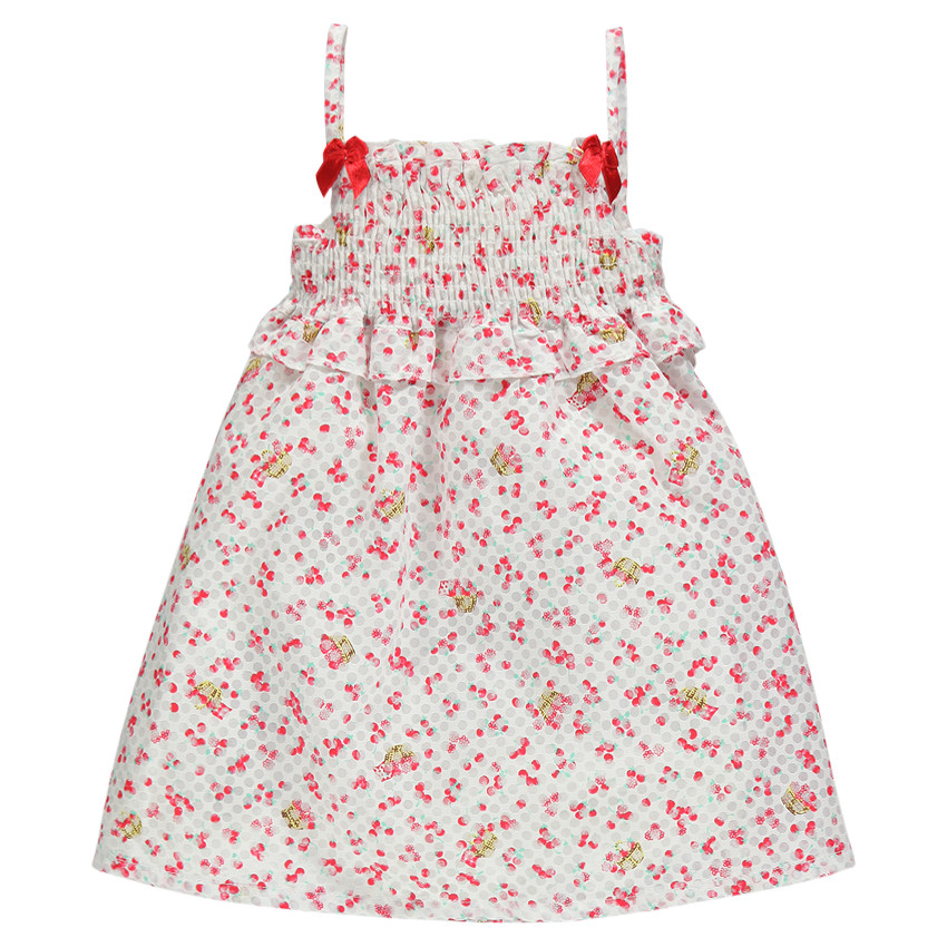 Robe smockée imprimée à bretelles aspect dévoré 