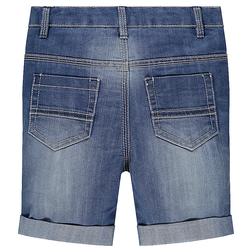 Bermuda en jeans effet used et crinkle 