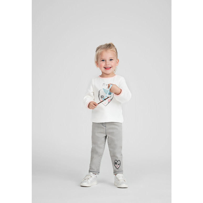 Tee-shirt manches longues en jersey avec coeur printé 