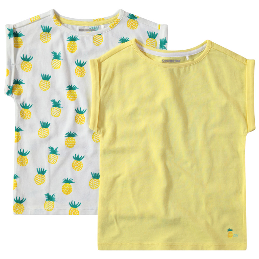 Lot de 2 t-shirts en coton uni / imprimé all-over 