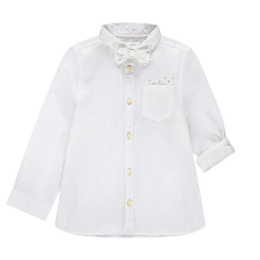 Chemise de cérémonie manches longues avec noeud papillon amovible 