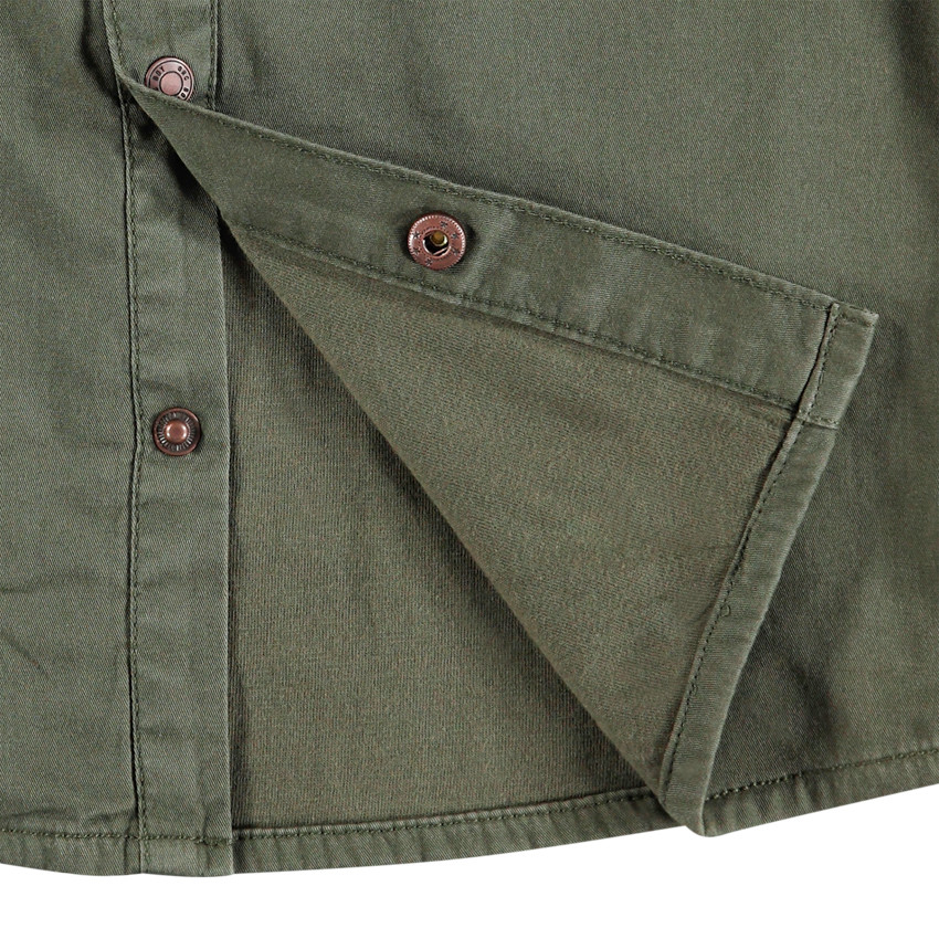 Surchemise en twill esprit militaire doublée jersey à poches 