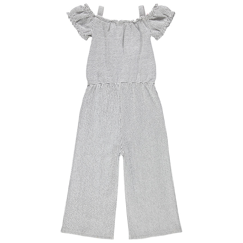 Combinaison longue à rayures all-over et épaules dénudées 