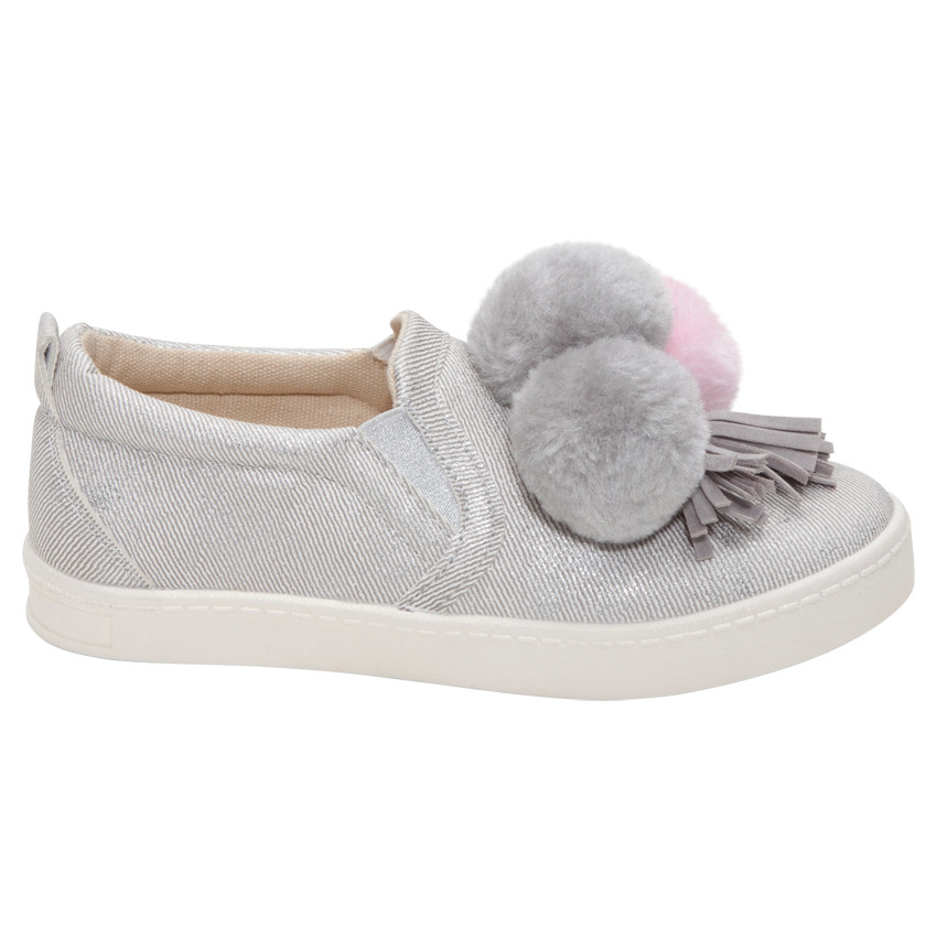 Baskets basses avec revêtement effet brillant et pompons du 24 au 27  