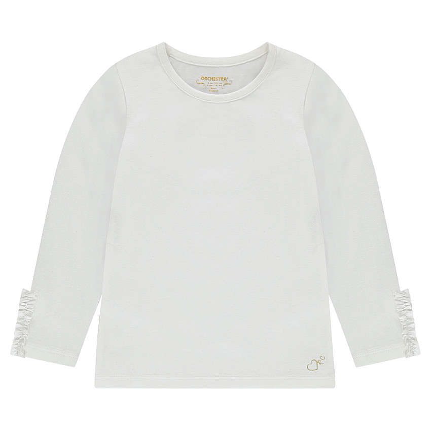Tee-shirt manches longues en jersey avec volant sur le bout des manches 