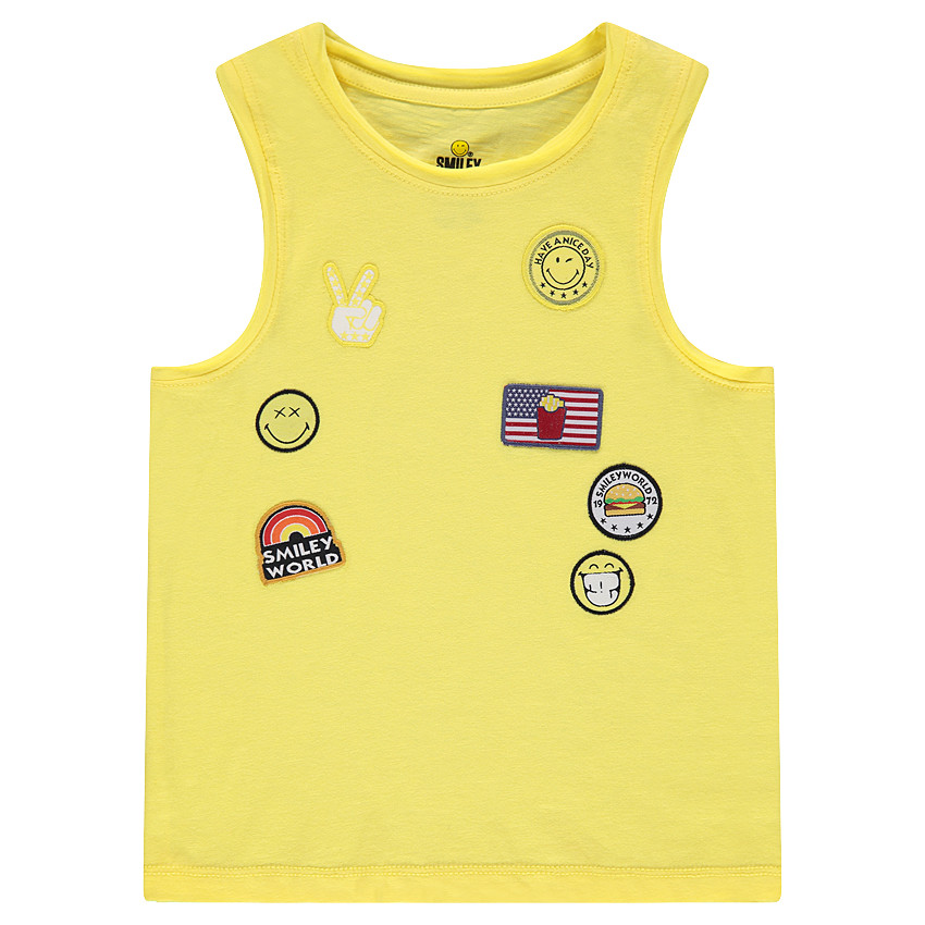 Débardeur en coton avec badges Smiley 