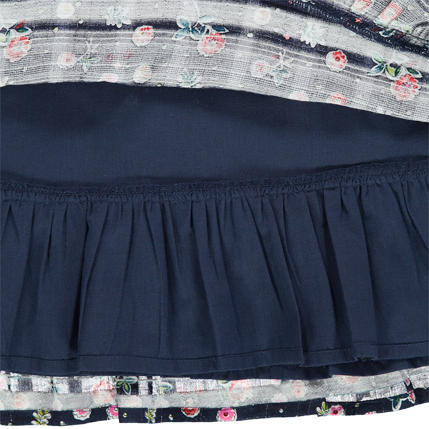 Junior - Robe en coton fantaisie volantée avec fleurs all-over  