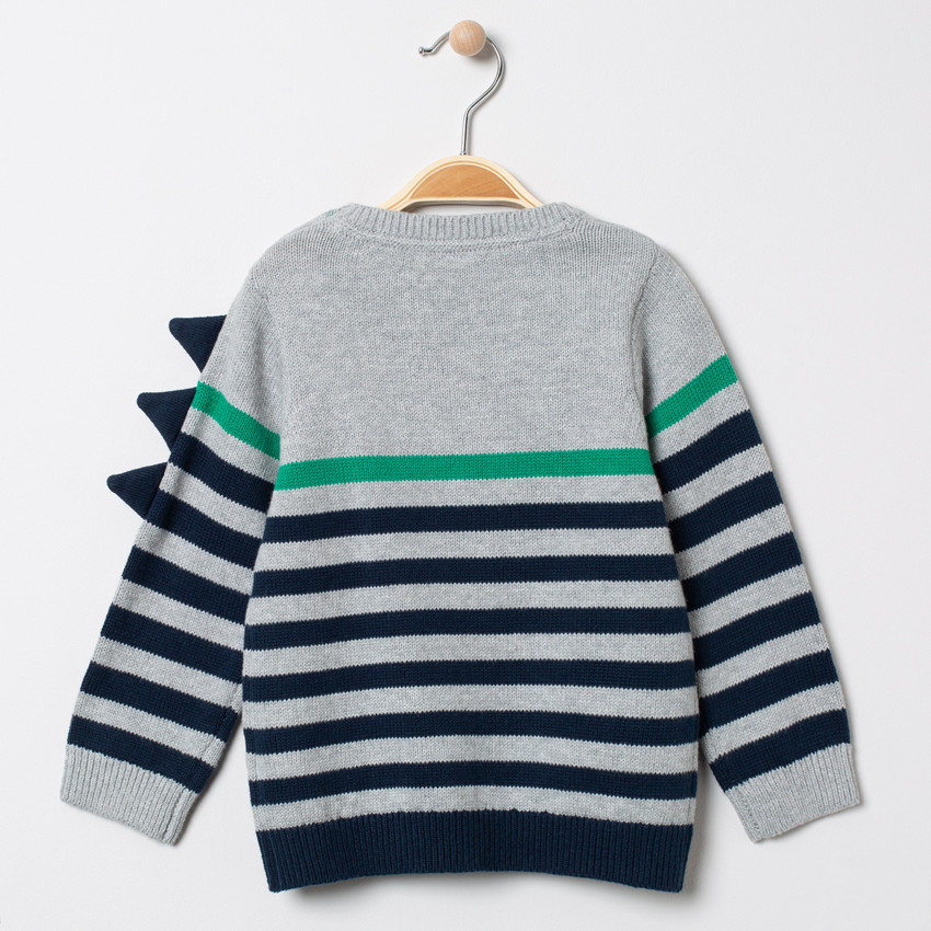 Pull en tricot rayé motif crocodile 