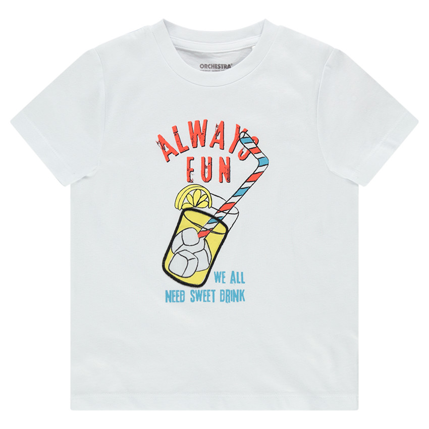 Tee-shirt manches courtes en jersey avec boisson printée 