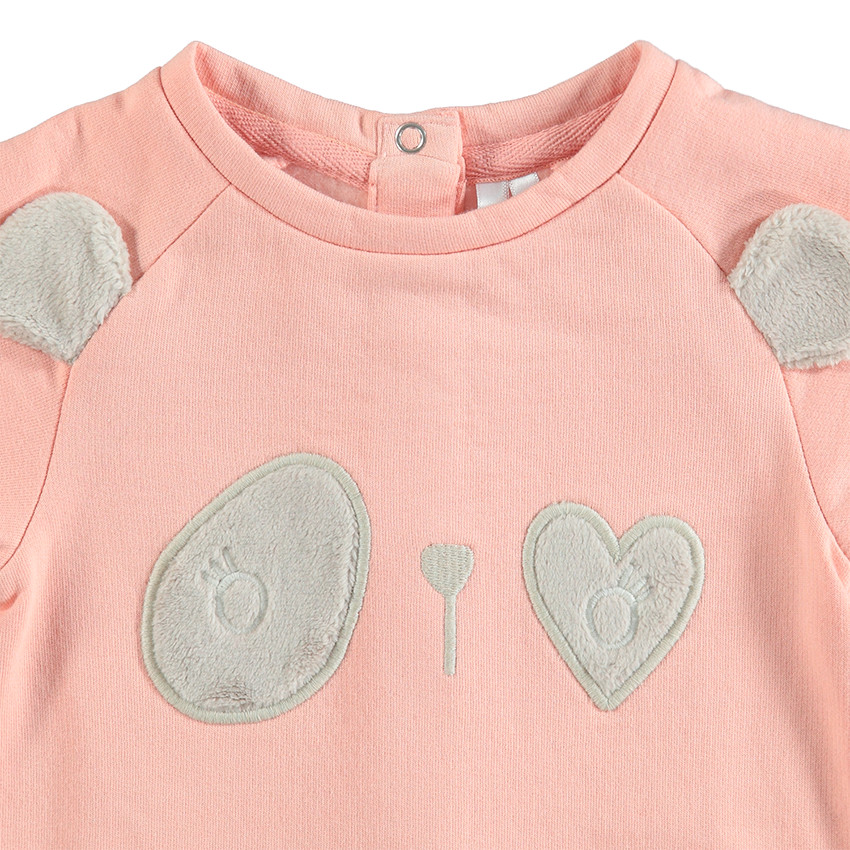 Robe bi-matière effet 2 en 1 avec détails panda en reliéfés 