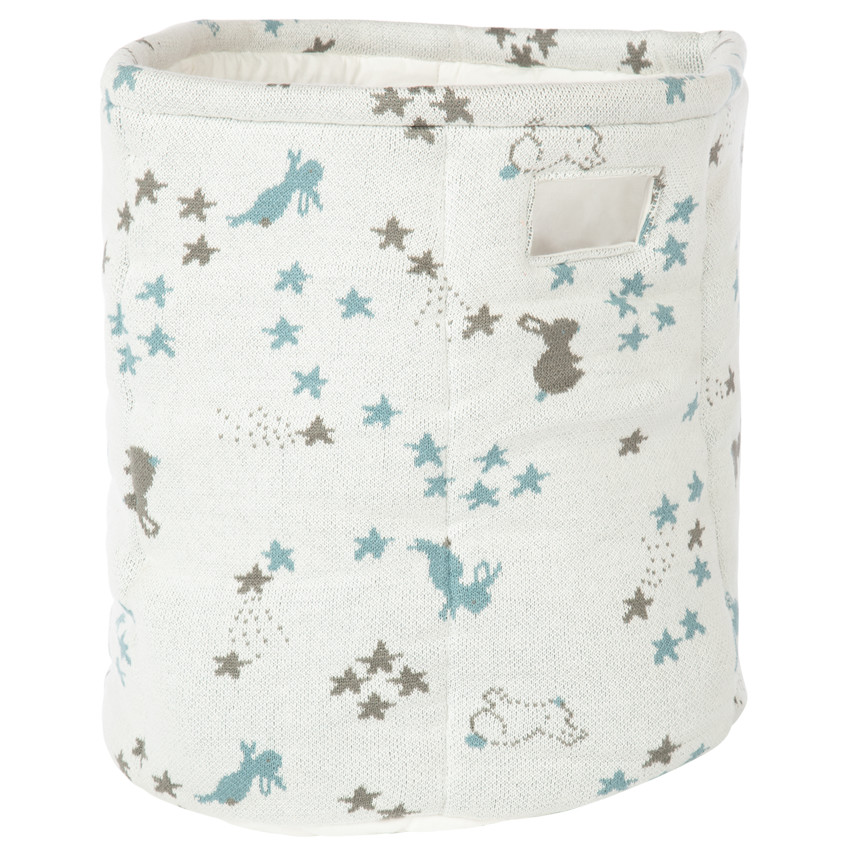 Panier de rangement tricoté en coton motif lapin 
