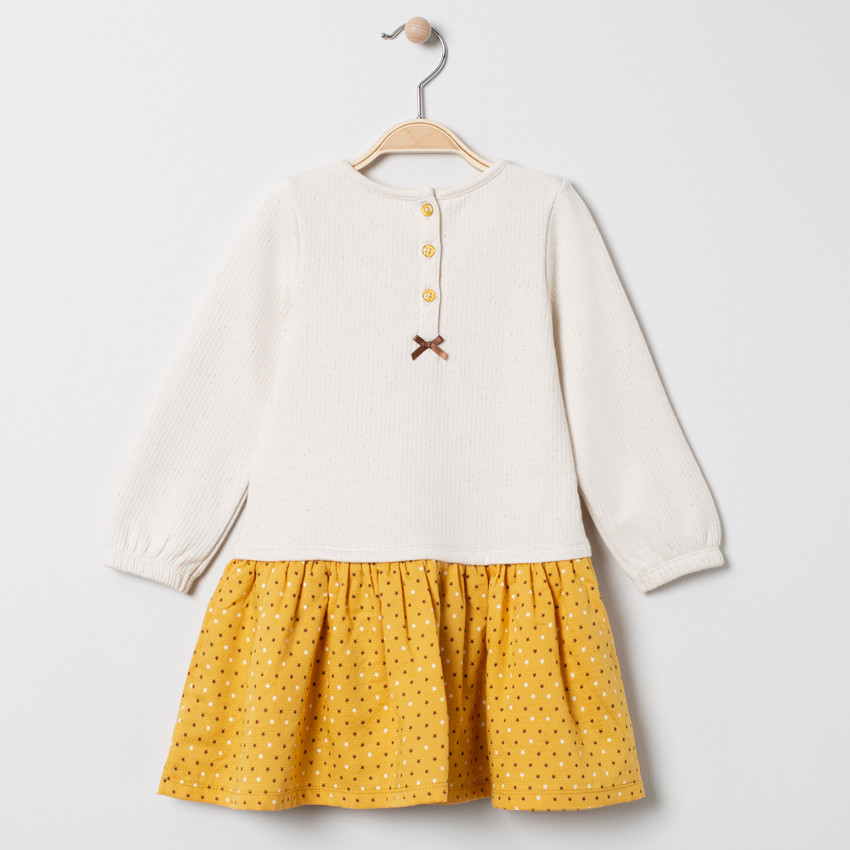 Robe manches longues motif renard en bouclette et étoiles 