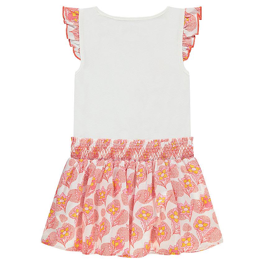 Robe avec fleurs printées sur le devant et manches volantées 