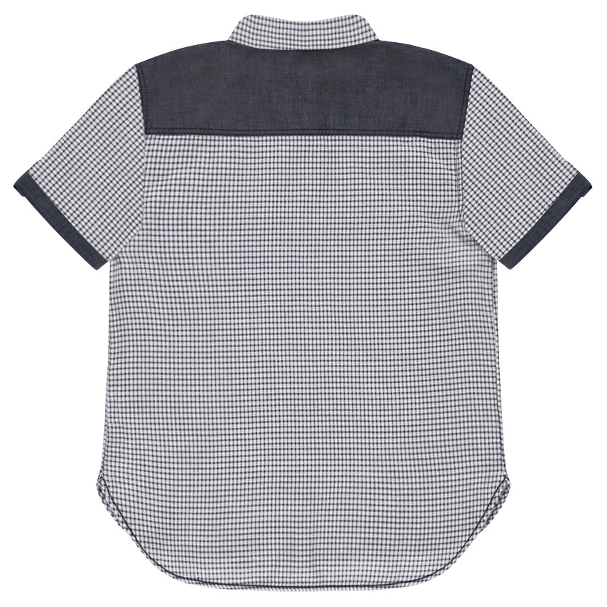 Junior - Chemise à petits carreaux all-over avec détails en chambray 