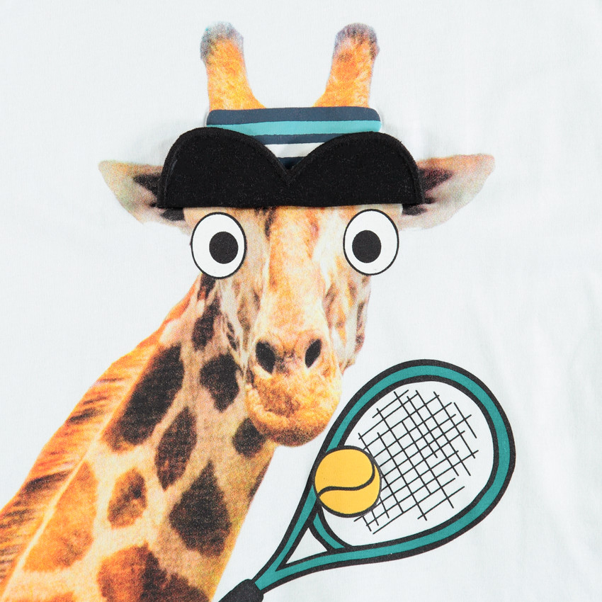 T-shirt manches courtes print girafe à lunettes 