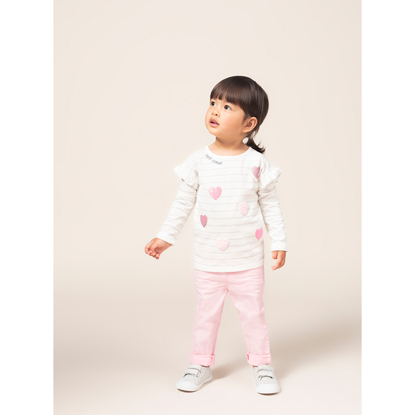 T-shirt manches longues rayé avec motif pailleté en relief 