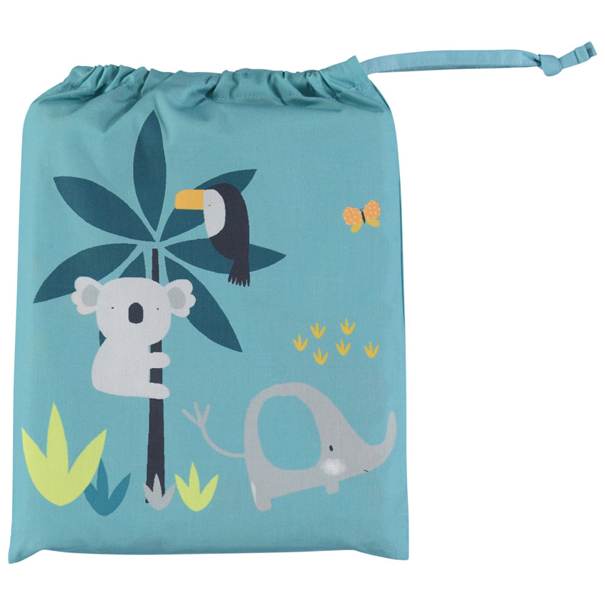 Set de lit avec housse de couette et 1 taie d'oreiller motifs animaux de la jungle 