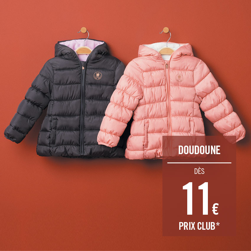 Doudoune matelassée doublée micropolaire à capuche et logo printé 