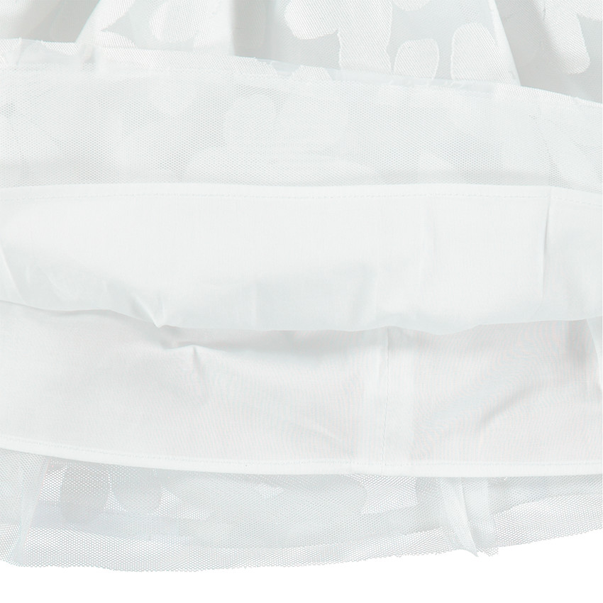 Robe de cérémonie manches courtes en tulle avec fleurs all-over  