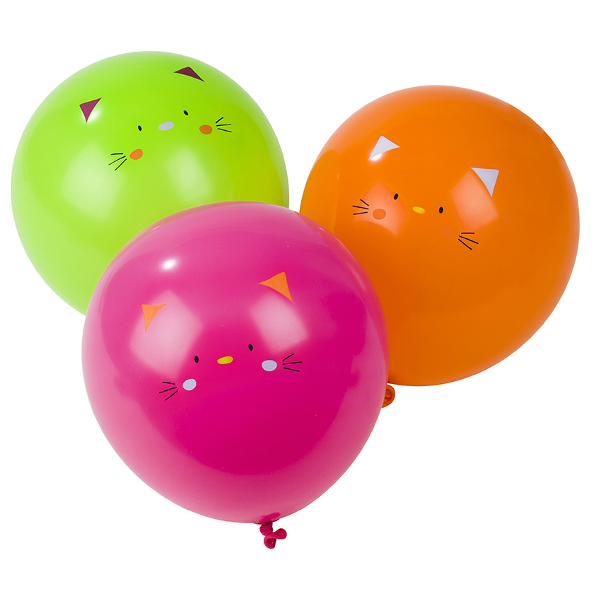 Lot de 10 ballons d'anniversaire gonflables motif chat 