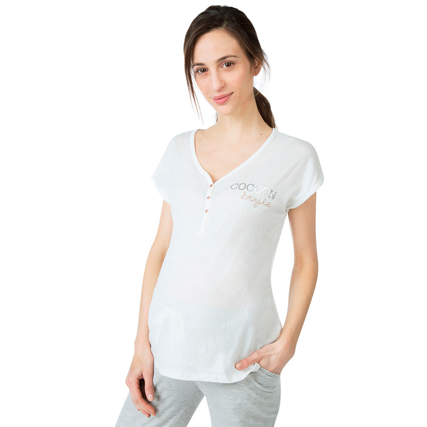 Tee-shirt manches courtes homewear avec message printé 