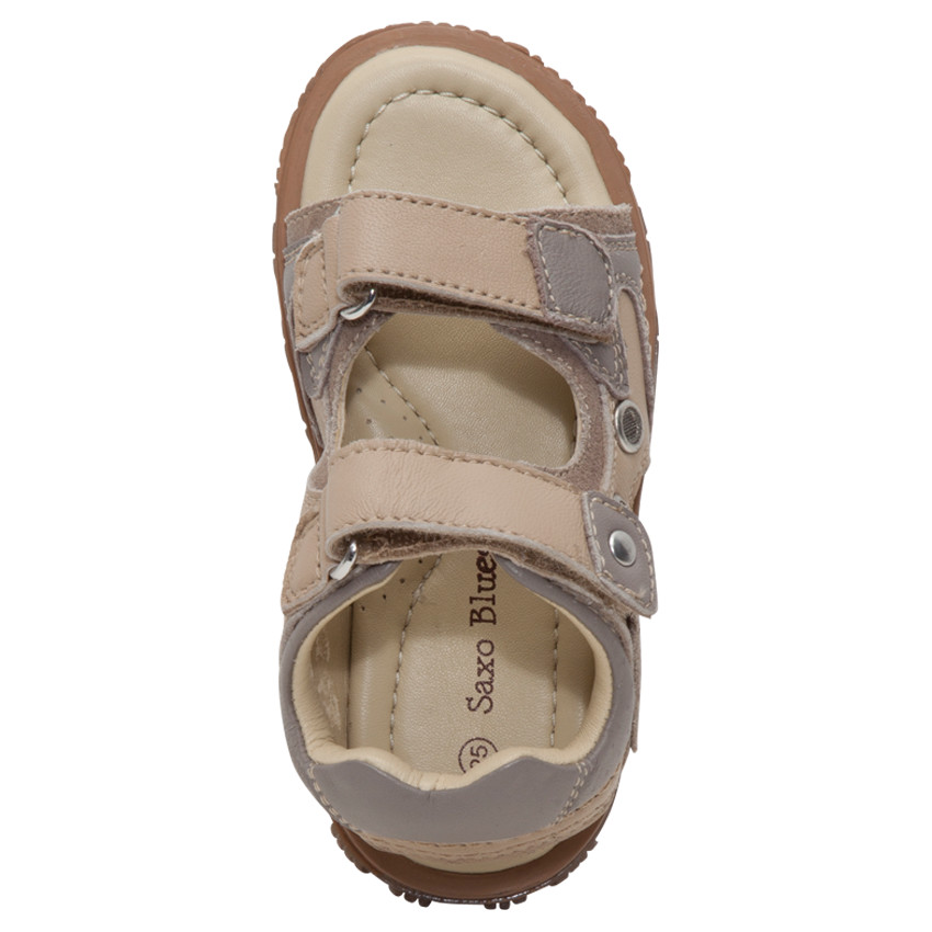 Nu-pieds en cuir à scratchs avec empiècements contrastés 