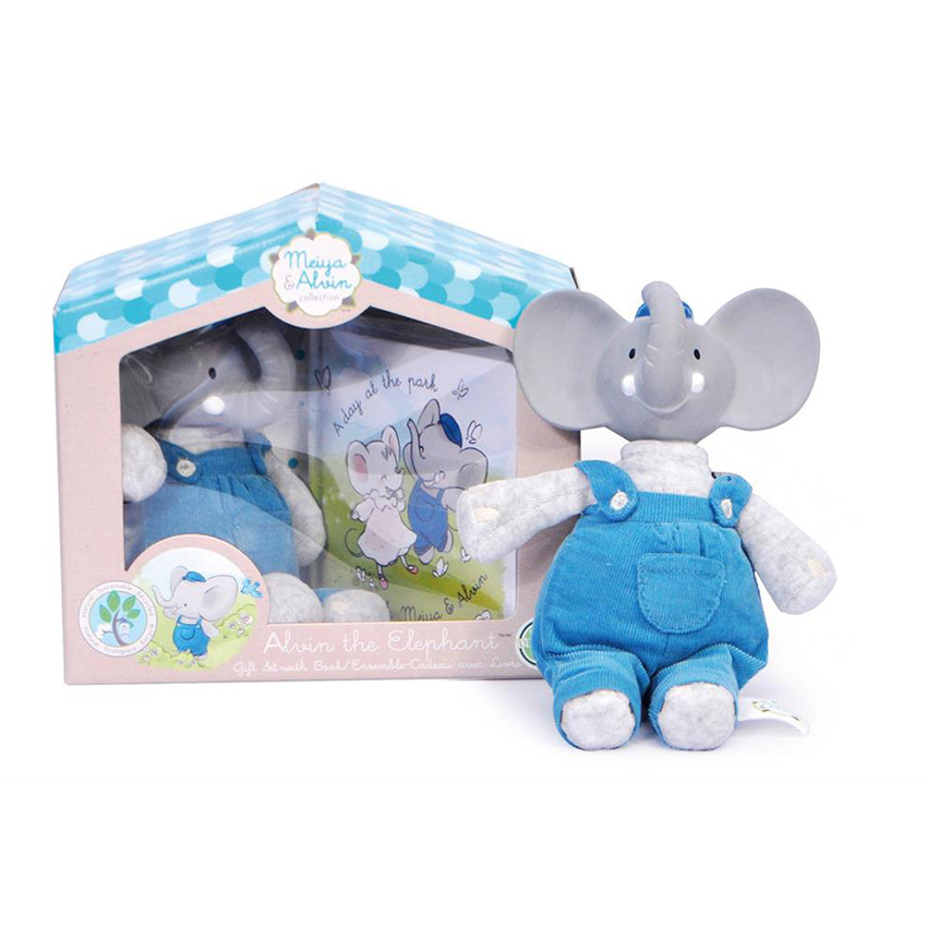 Doudou Alvin l'éléphant et son livre - Bleu 