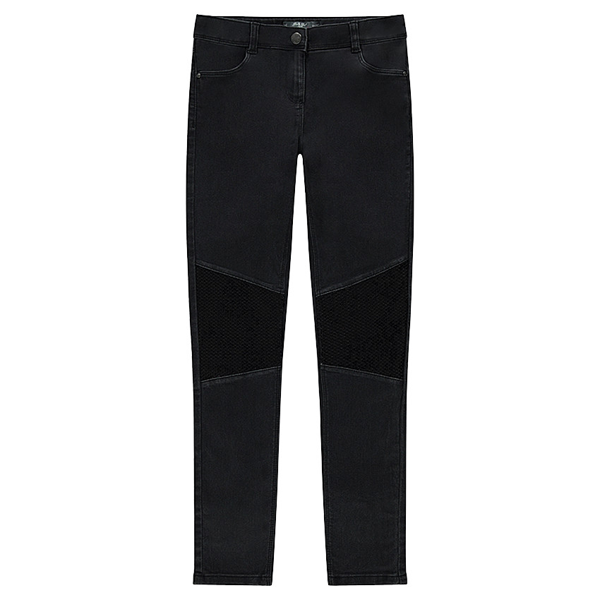 Junior - Jeans slim effet used avec sequins sur les jambes 