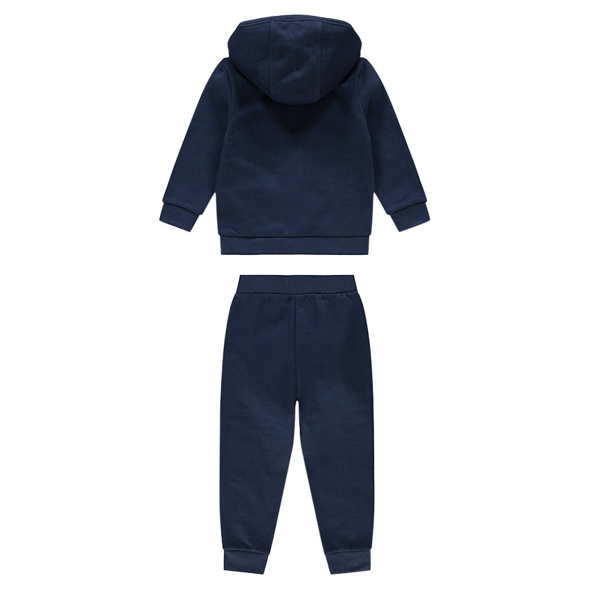 Jogging en molleton bleu nuit à capuche doublée sherpa 