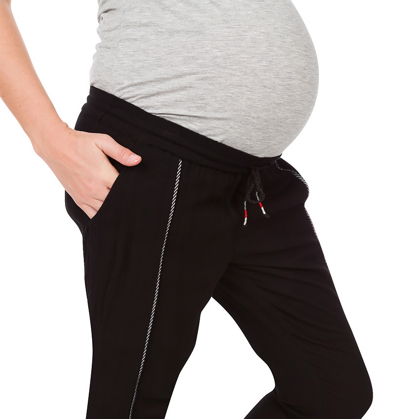 Pantalon de grossesse en crêpe avec biais tressés 