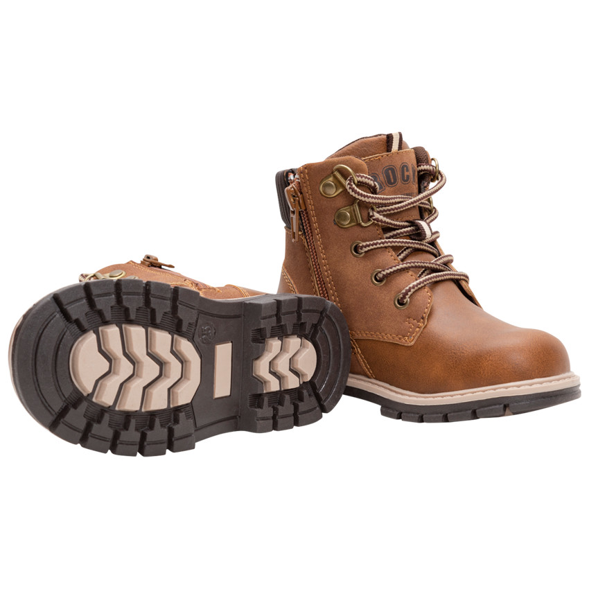 Bottillons en simili cuir choco avec lacets et zip du 24 au 29  